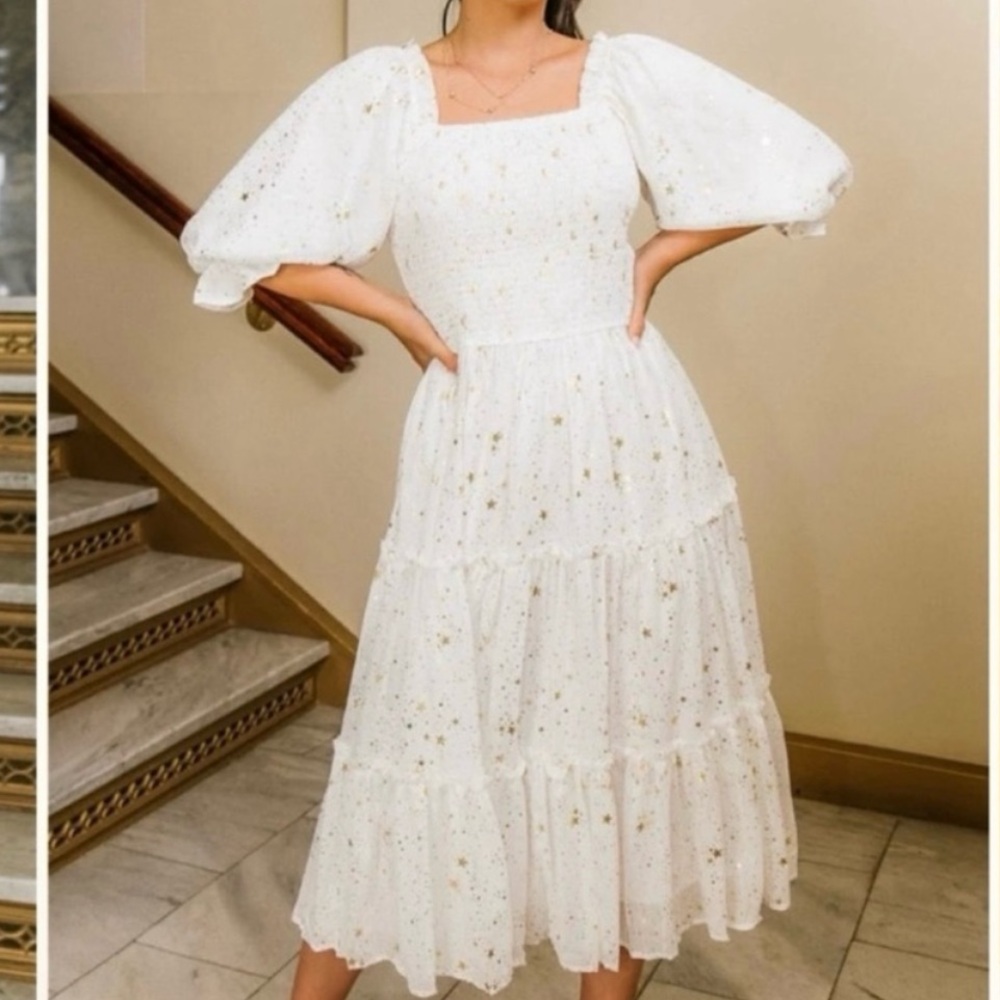 Ivy City Co White Starry Dress